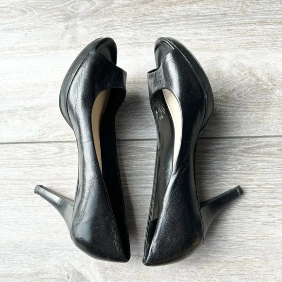 Franco Sarto Black Open Toe Leather Pump - Picture 9 of 13